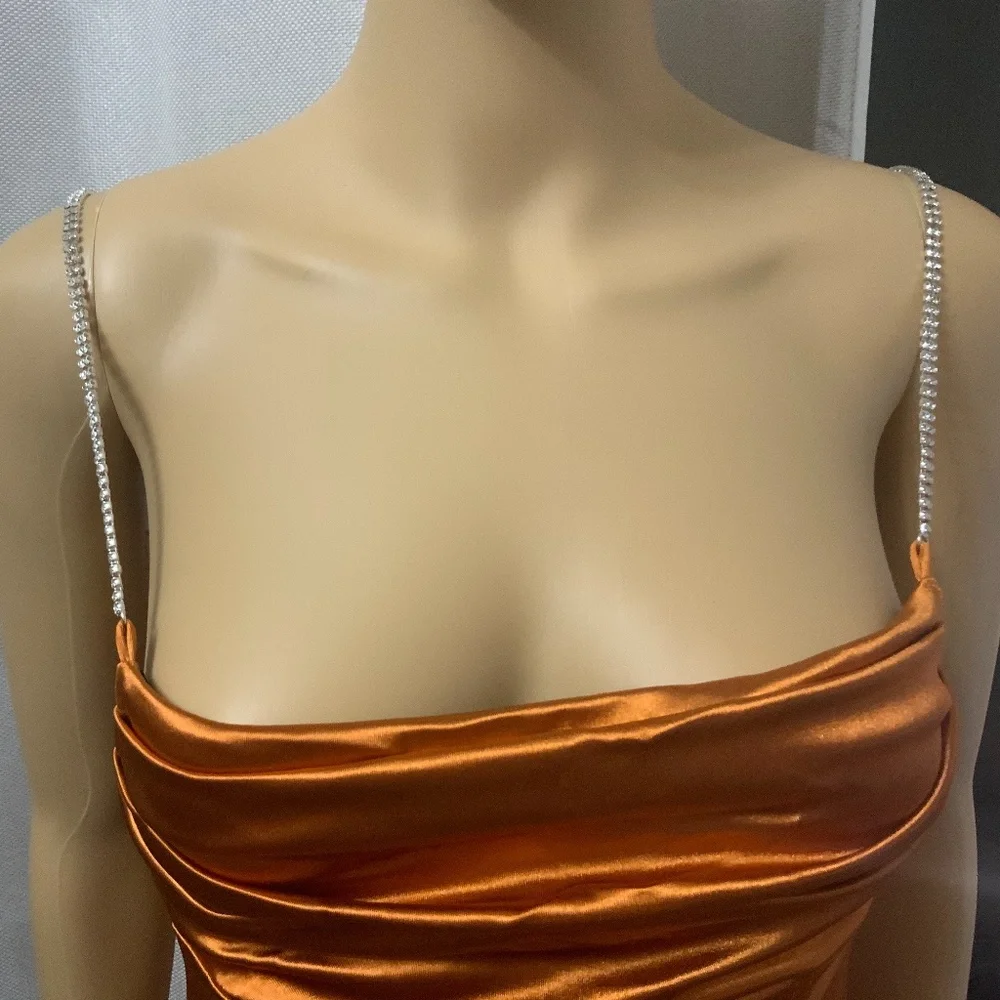 Sexy Corset Bodice Cocktail Dress. Burnt Orange - Picture 10 of 16